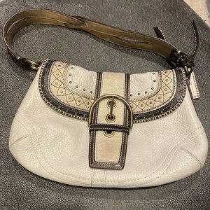 Coach leather hobo, cream, gold and brown.